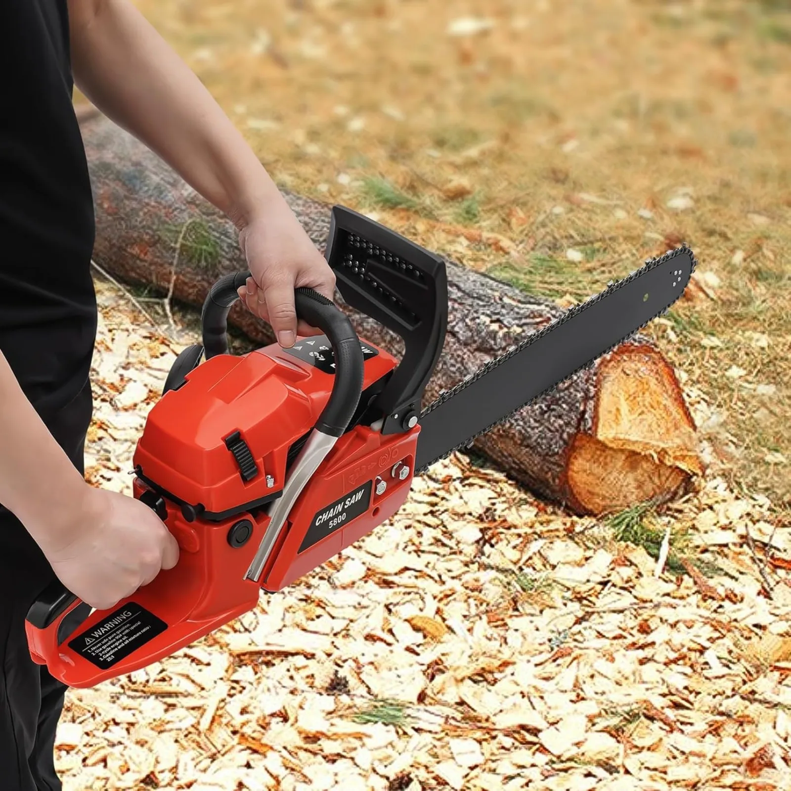 58cc 20 Inch 2-Stroke Gas Chainsaw 3.49HP High Power Petrol Chain Saw Portable Wood Cutter For Tree Trimming Logging Garden Cutting Work
