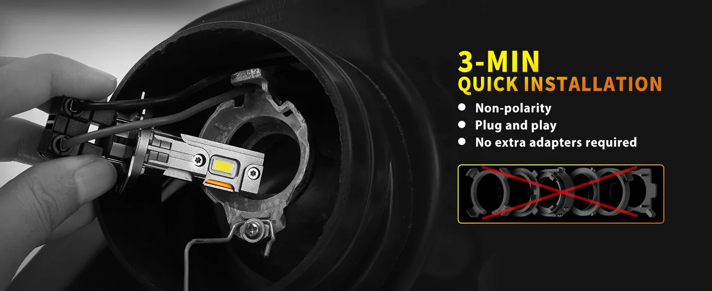 Termitor H7 LED Bulbs – 50,000LM High Brightness, 1:1 Halogen Fit, Plug & Play, 3-Min Install, IP68 Waterproof, 10-Year Lifespan, with fan 2-Pack
