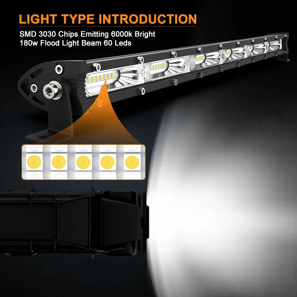 Ultra-thin 20''25'' inch Single Row Led Light Bar Car IP67 Water Proof,12V 24V Led Fog Lamp Led Work Light Car 4x4 Off-road Light For Jeep Truck Trailer