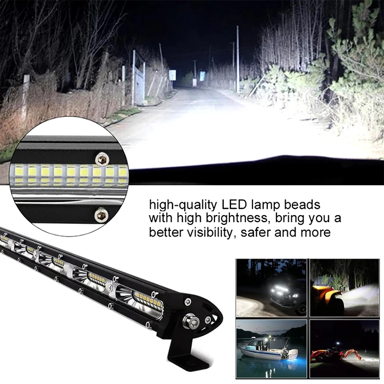 Ultra-thin 20''25'' inch Single Row Led Light Bar Car IP67 Water Proof,12V 24V Led Fog Lamp Led Work Light Car 4x4 Off-road Light For Jeep Truck Trailer