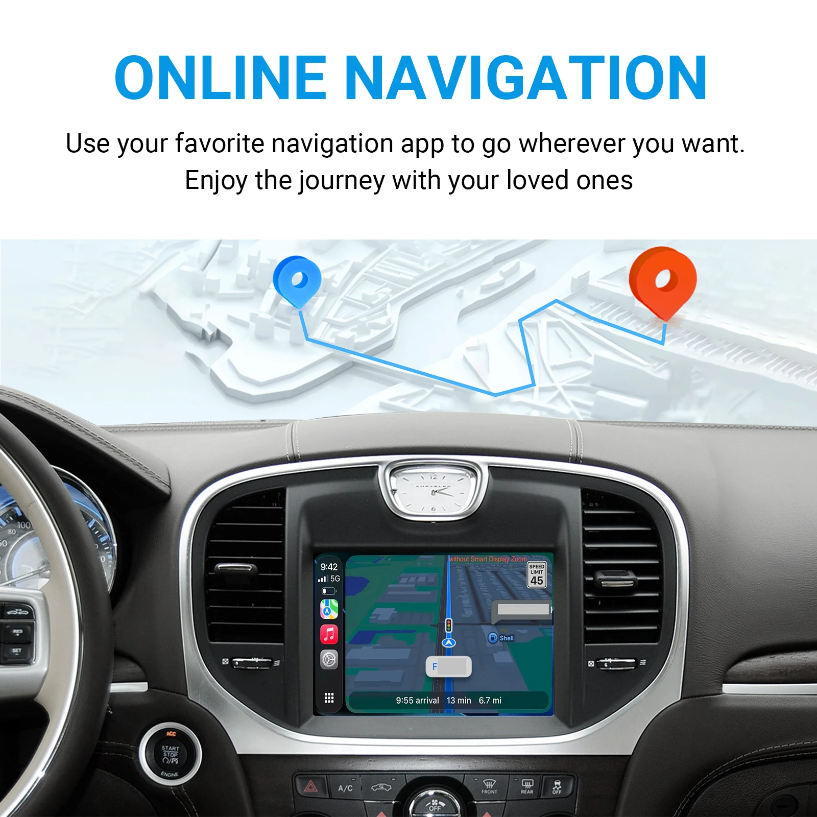 Wireless CarPlay Android Auto Retrofit Kit Decoder Box for 2012-2014 Chrysler 300 Series CarPlay & Android Auto Retrofit Kit