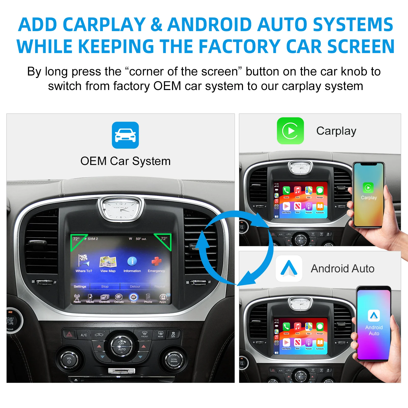 Wireless CarPlay Android Auto Retrofit Kit Decoder Box for 2012-2014 Chrysler 300 Series CarPlay & Android Auto Retrofit Kit