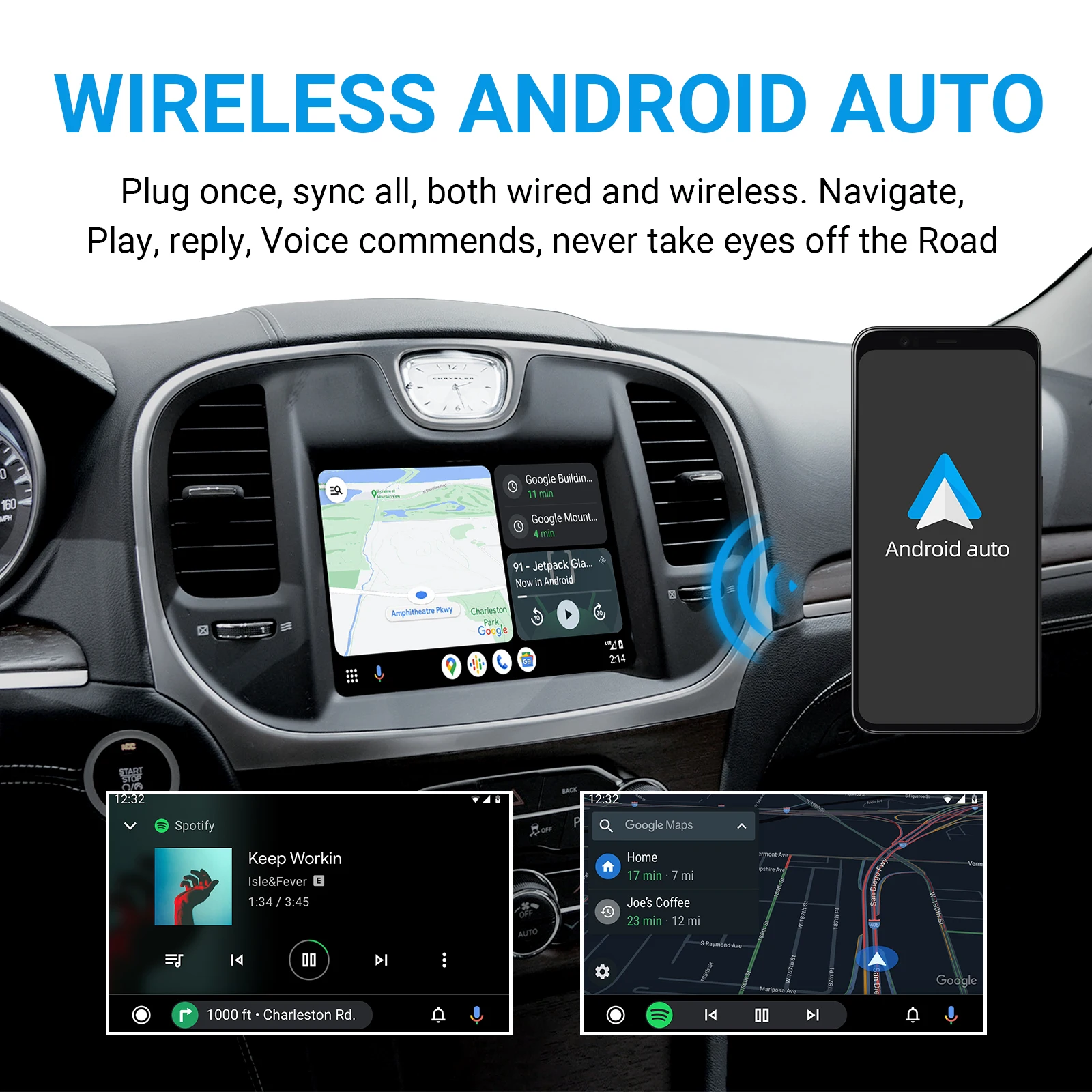 Wireless CarPlay Android Auto Retrofit Kit Decoder Box for 2012-2014 Chrysler 300 Series CarPlay & Android Auto Retrofit Kit