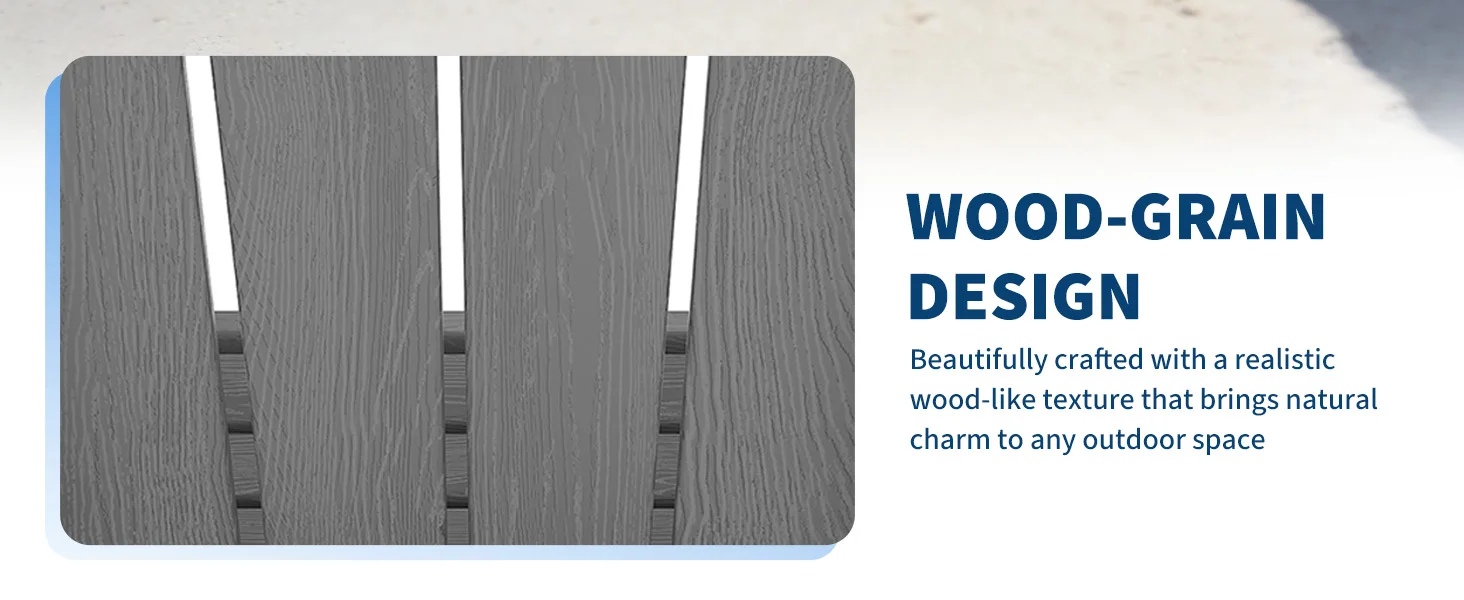 1 PC Folding Adirondack Chair, All-Weather HDPE Outdoor Chair, Wooden Textured with Cup Holder for patios, Decks, Gardens, Fire Pits