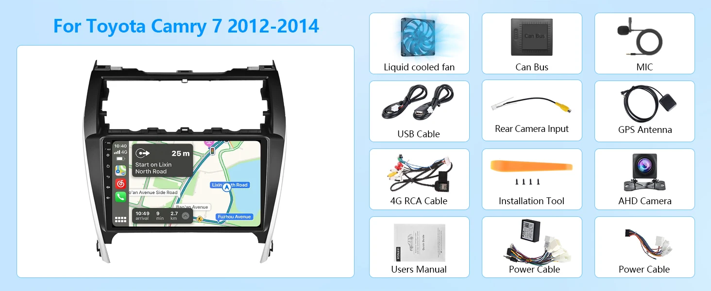 Android 14 Car radio Navigation Multimedia Player For Toyota Camry 7 2012 - 2014 Carplay Auto Stereo
