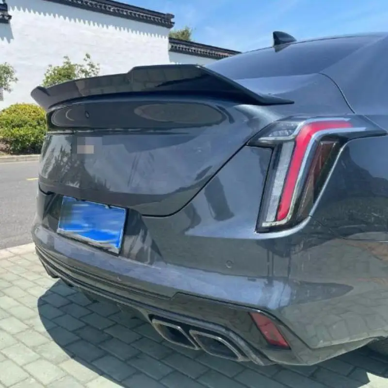 Car Rear Wing Bumper Tail Wing Gloss Black Style For Cadillac CT4 V 2020-2025 High Kick Duckbill Trunk Spoiler Car Trunk Spoiler