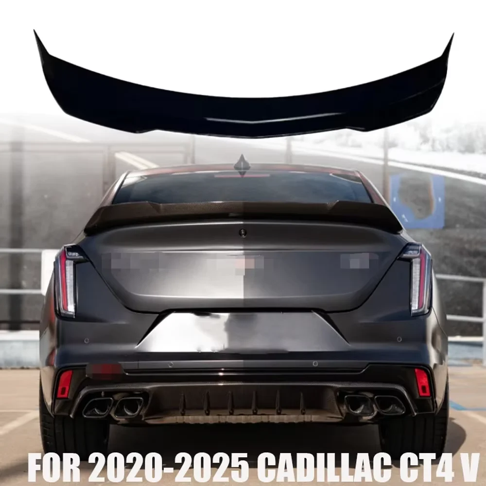 Car Rear Wing Bumper Tail Wing Gloss Black Style For Cadillac CT4 V 2020-2025 High Kick Duckbill Trunk Spoiler Car Trunk Spoiler