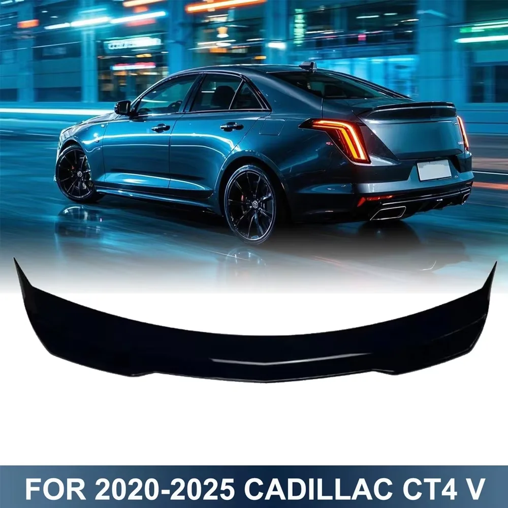 Car Rear Wing Bumper Tail Wing Gloss Black Style For Cadillac CT4 V 2020-2025 High Kick Duckbill Trunk Spoiler Car Trunk Spoiler