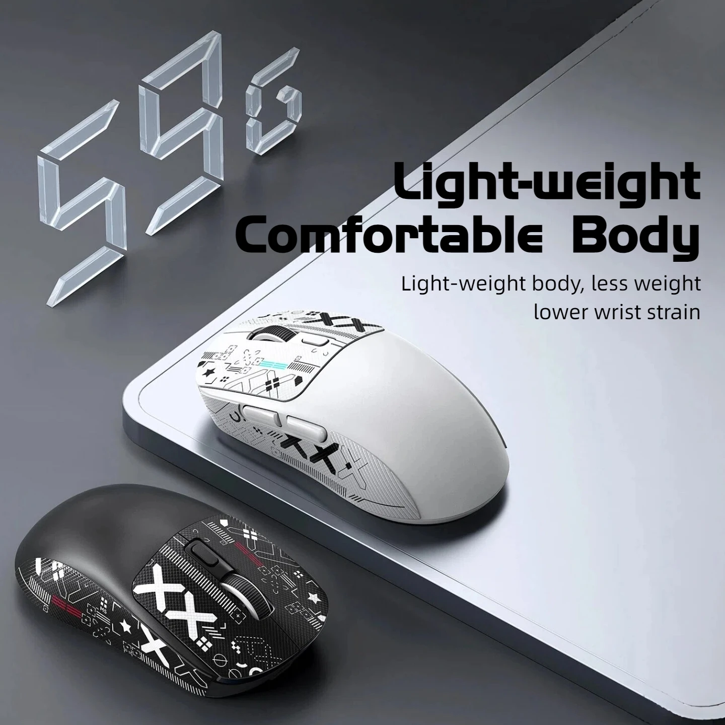 59g Ultra-Light Wireless Gaming Mouse Tri-mode 8000 DPI 1000Hz Rechargeable Ergonomic Mouse for PC Mac Laptop