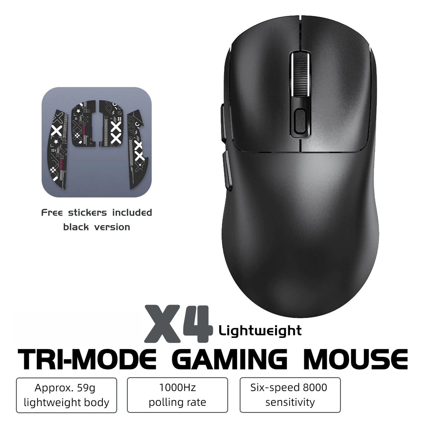 59g Ultra-Light Wireless Gaming Mouse Tri-mode 8000 DPI 1000Hz Rechargeable Ergonomic Mouse for PC Mac Laptop