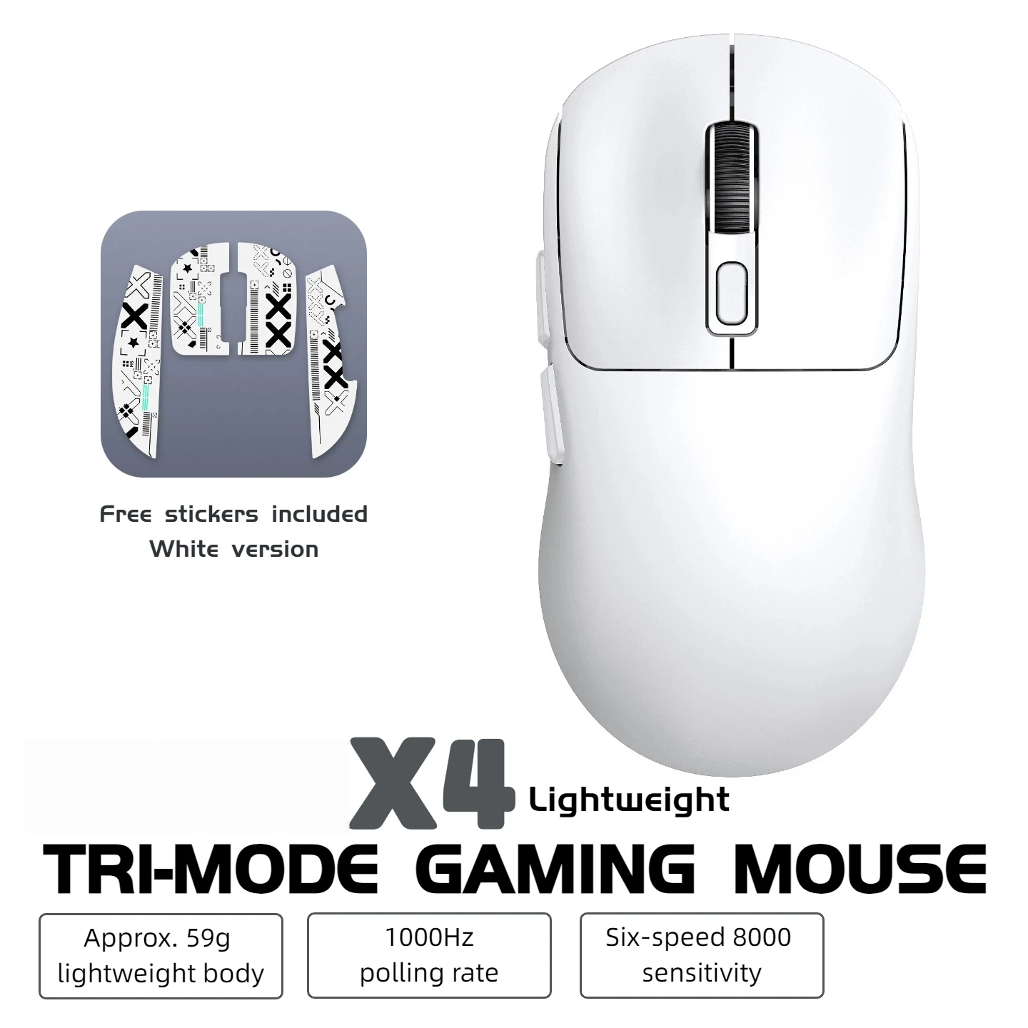 59g Ultra-Light Wireless Gaming Mouse Tri-mode 8000 DPI 1000Hz Rechargeable Ergonomic Mouse for PC Mac Laptop