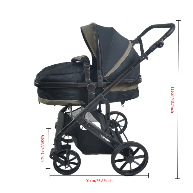 Multi Functional Baby Stroller Lightweight Foldable, Sit and Lie, Reversible Baby Seats with Shock-Absorbent, Essential for Newborn Outings