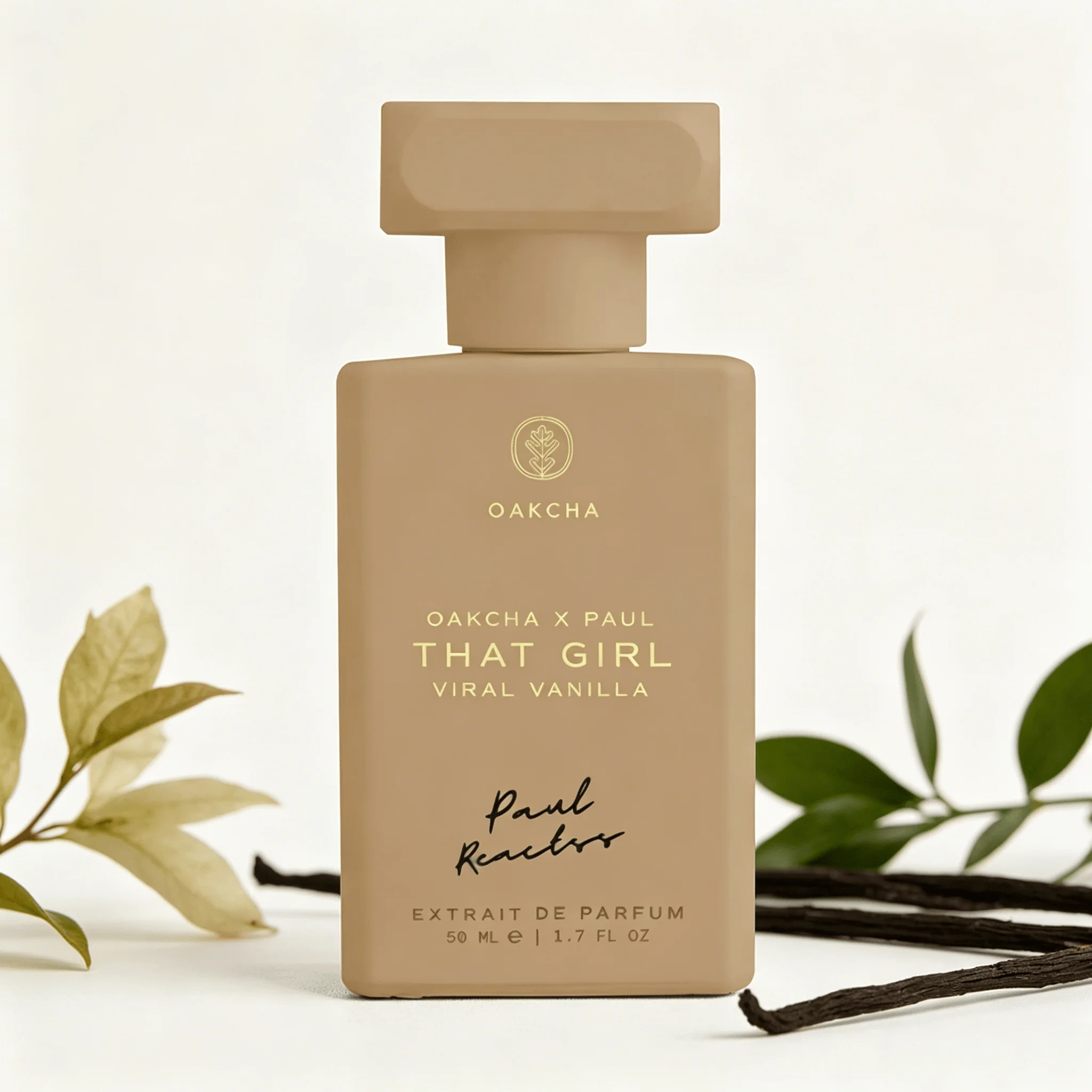 Oakcha X Paul Reactos That Girl Viral Vanilla Extrait De Parfum 50ml Long Lasting Warm Creamy Vanilla Fragrance Women Perfume Matte Nude Bottle Viral Scent Daily Gift for Ladies