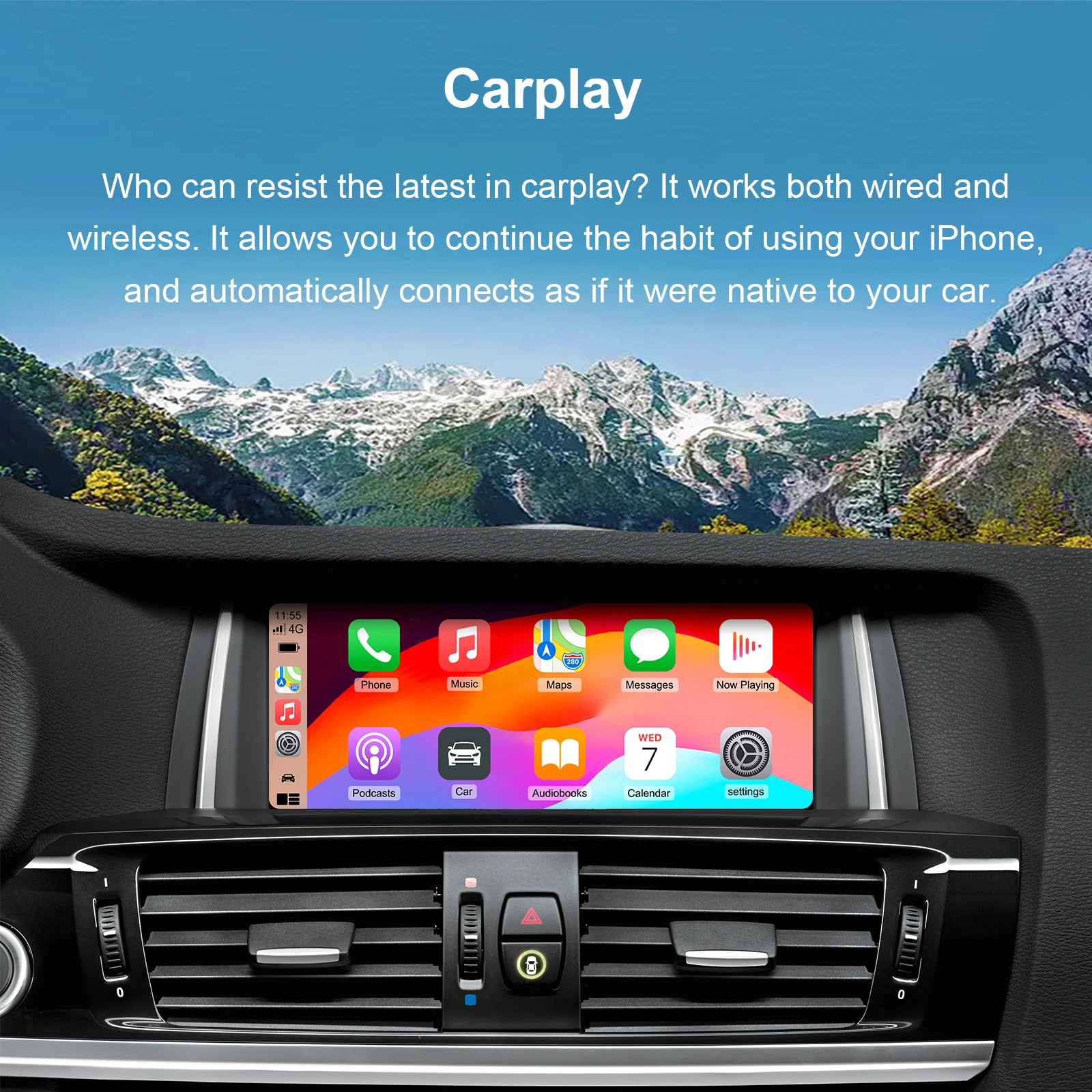 Wireless CarPlay Android Auto Retrofit Kit CarPlay Interface for BMW CIC System, Screen Upgrade Decoder Box for BMW CIC System