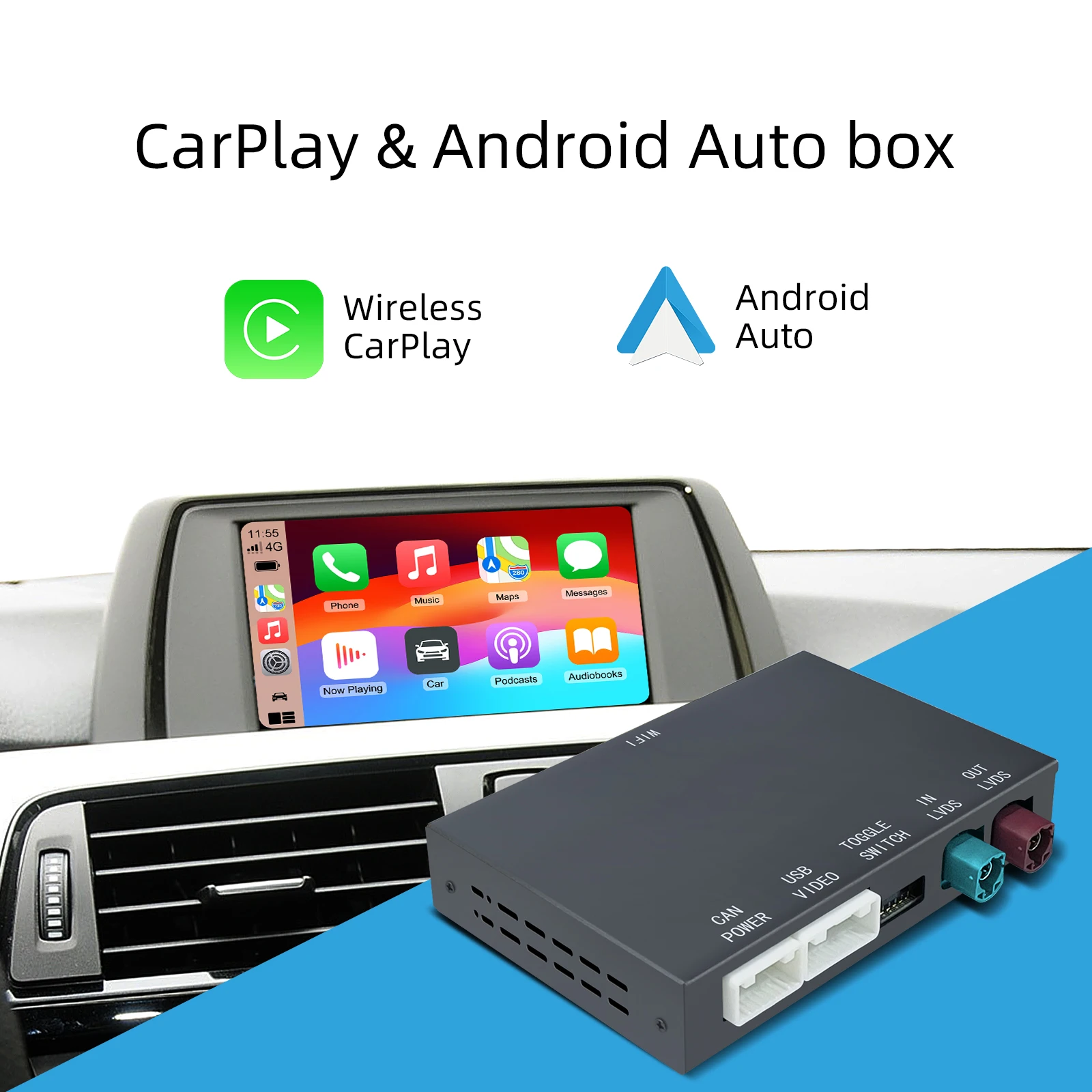 Wireless CarPlay Android Auto Retrofit Kit CarPlay Interface for BMW CIC System, Screen Upgrade Decoder Box for BMW CIC System