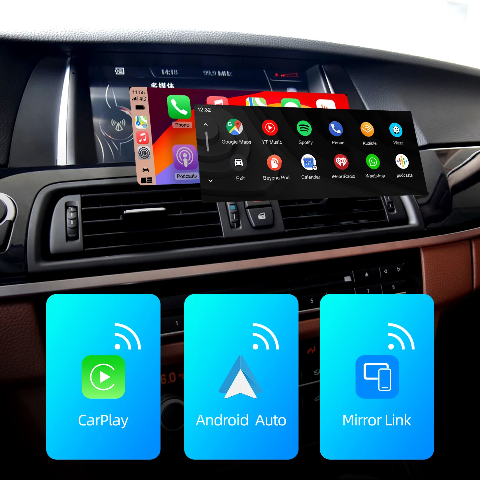 Wireless CarPlay Android Auto Retrofit Kit CarPlay Interface for BMW CIC System, Screen Upgrade Decoder Box for BMW CIC System