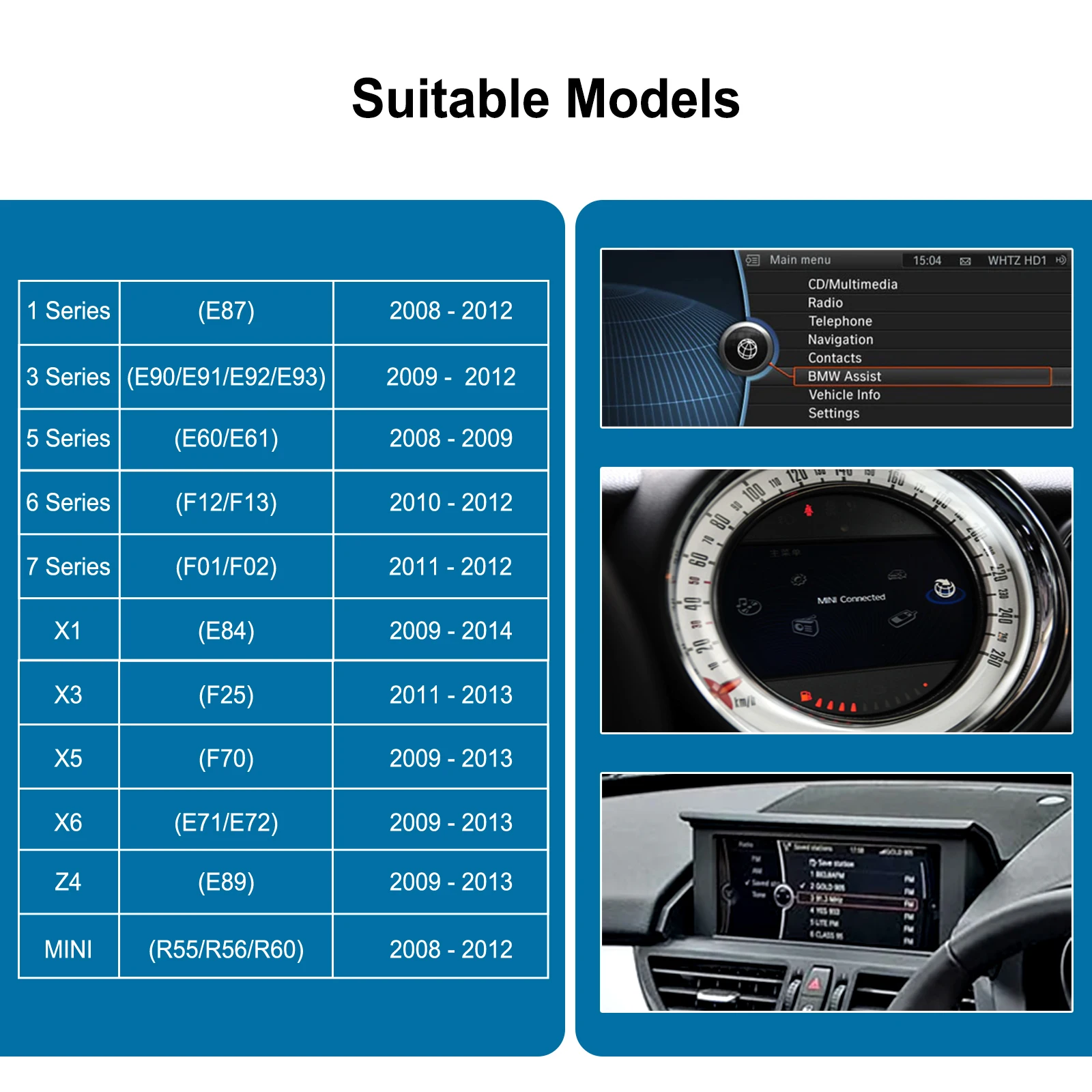 Wireless CarPlay Android Auto Retrofit Kit CarPlay Interface for BMW CIC System, Screen Upgrade Decoder Box for BMW CIC System