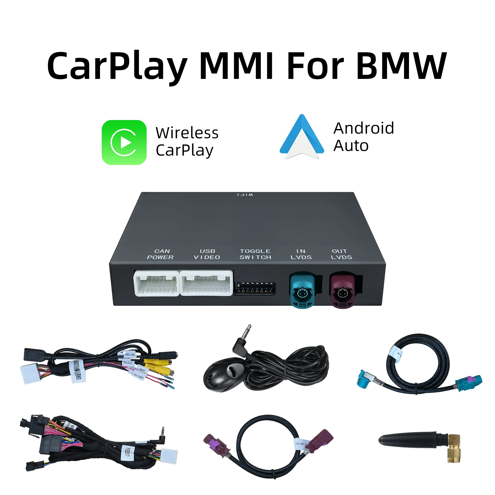 Wireless CarPlay Android Auto Retrofit Kit CarPlay Interface for BMW CIC System, Screen Upgrade Decoder Box for BMW CIC System