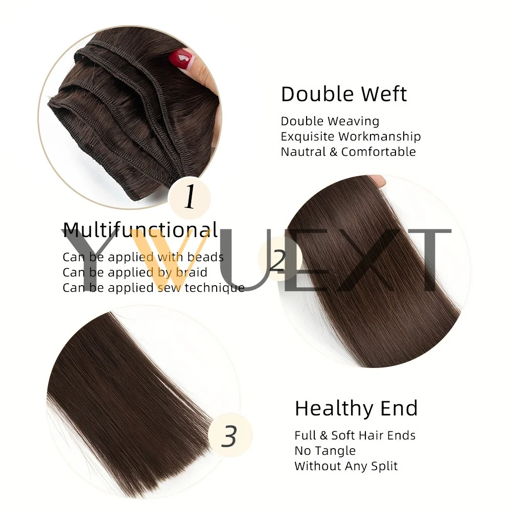 Human Hair Weft Extensions Straight 12"-22" Machine Remy Human Hair Extension 50g/pack Can Curly Hair Weaves for Women