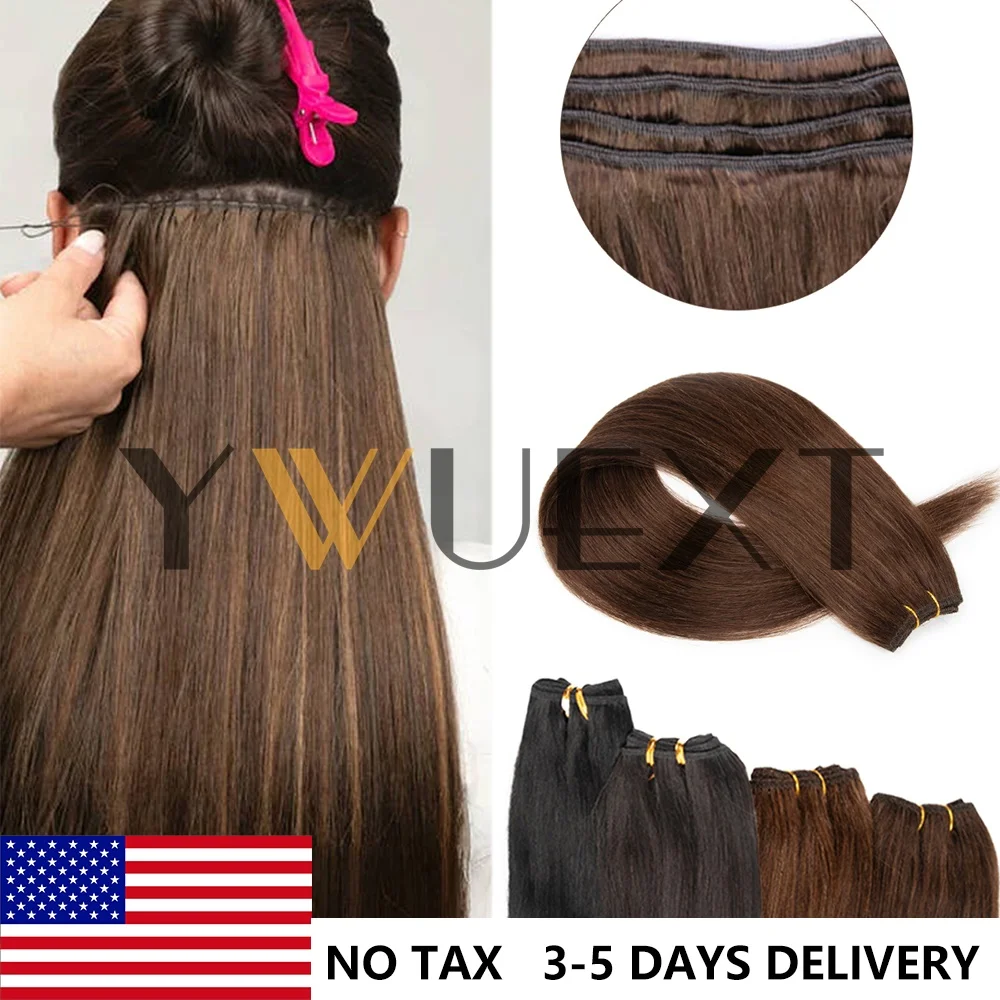Human Hair Weft Extensions Straight 12"-22" Machine Remy Human Hair Extension 50g/pack Can Curly Hair Weaves for Women