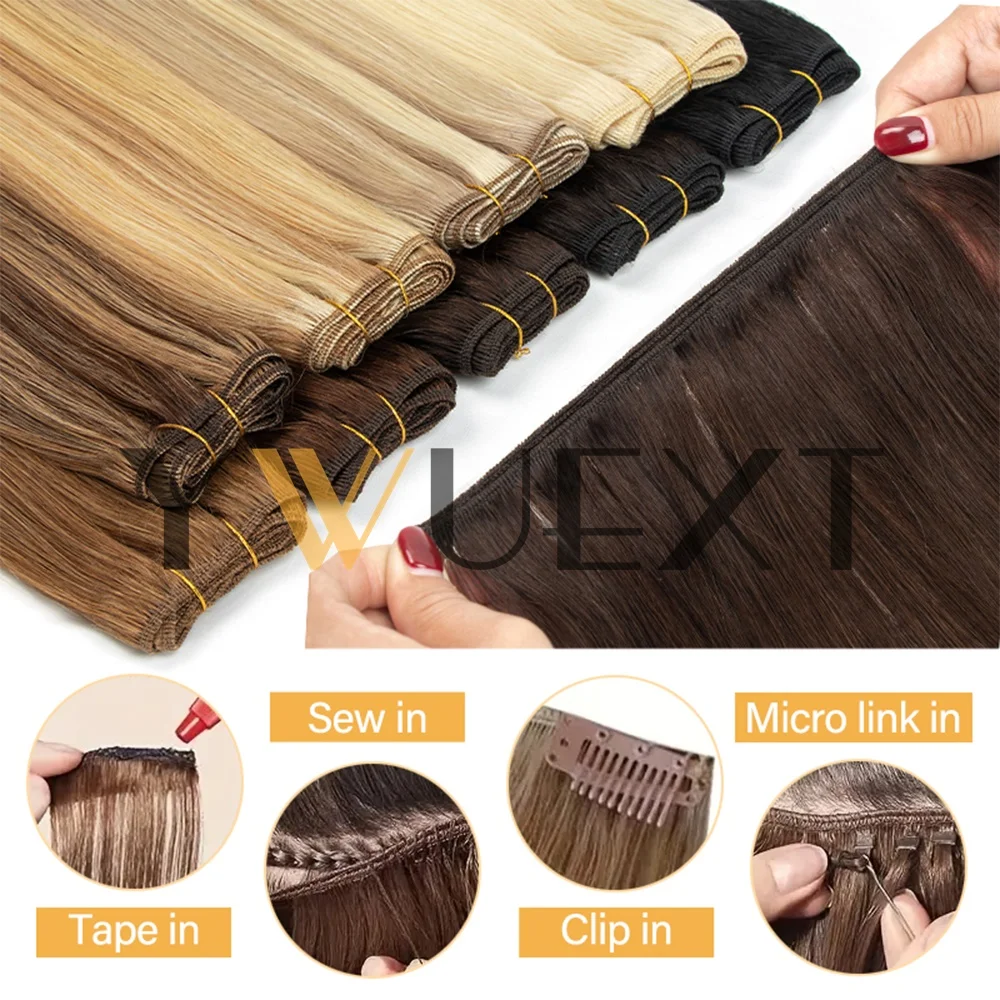 Human Hair Weft Extensions Straight 12"-22" Machine Remy Human Hair Extension 50g/pack Can Curly Hair Weaves for Women
