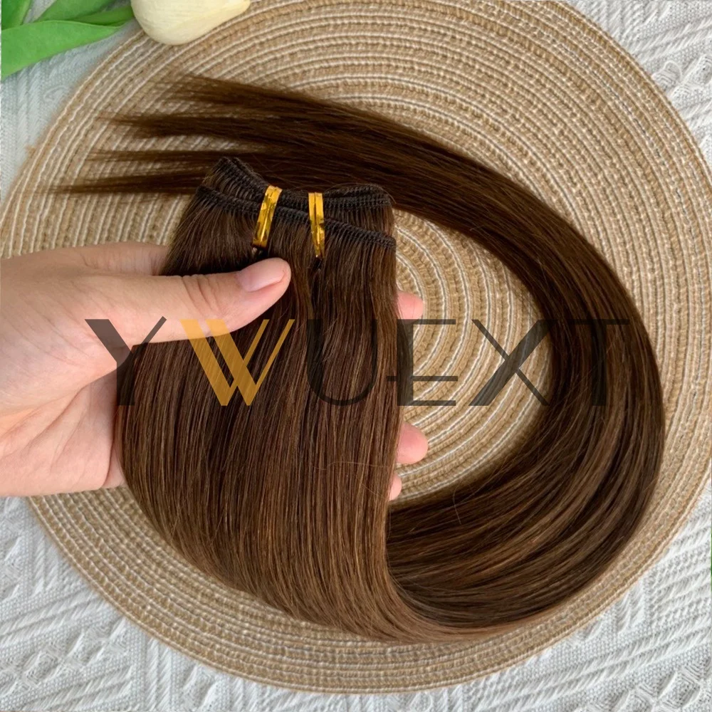 Human Hair Weft Extensions Straight 12"-22" Machine Remy Human Hair Extension 50g/pack Can Curly Hair Weaves for Women