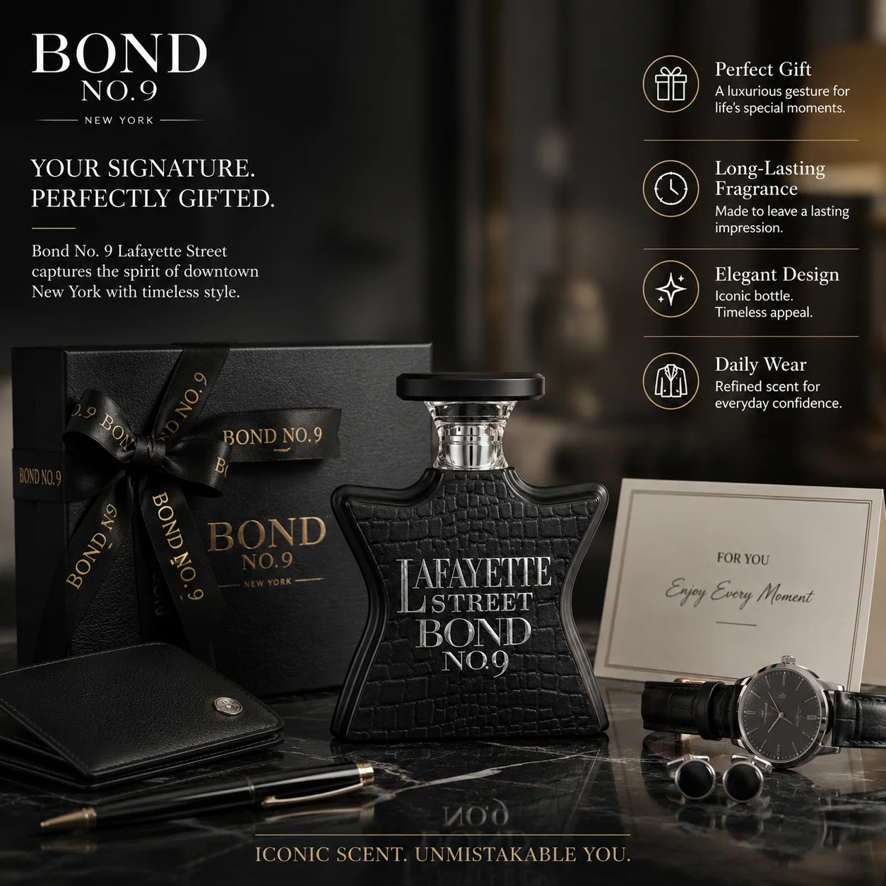 Bond No.9 Lafayette Street Eau De Parfum 100ml for Men Women Long Lasting Luxury Niche Perfume Spray Fresh Citrus Apple Vanilla Amber Woody Musk Fragrance Daily Wear Travel Gift