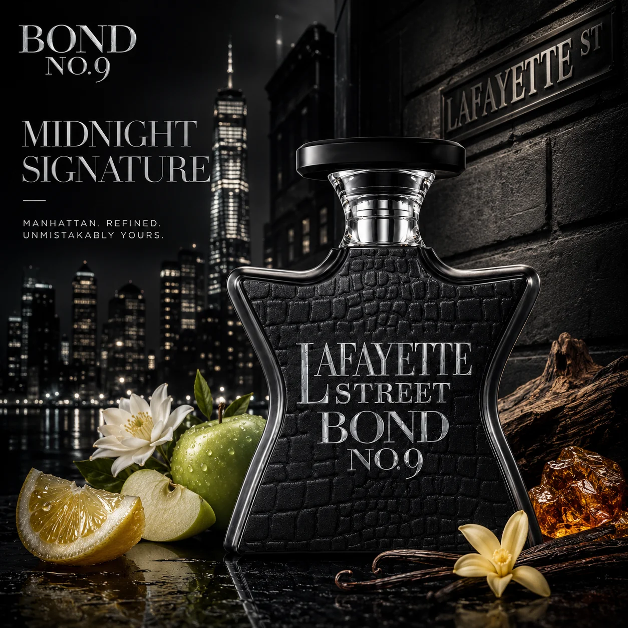 Bond No.9 Lafayette Street Eau De Parfum 100ml for Men Women Long Lasting Luxury Niche Perfume Spray Fresh Citrus Apple Vanilla Amber Woody Musk Fragrance Daily Wear Travel Gift