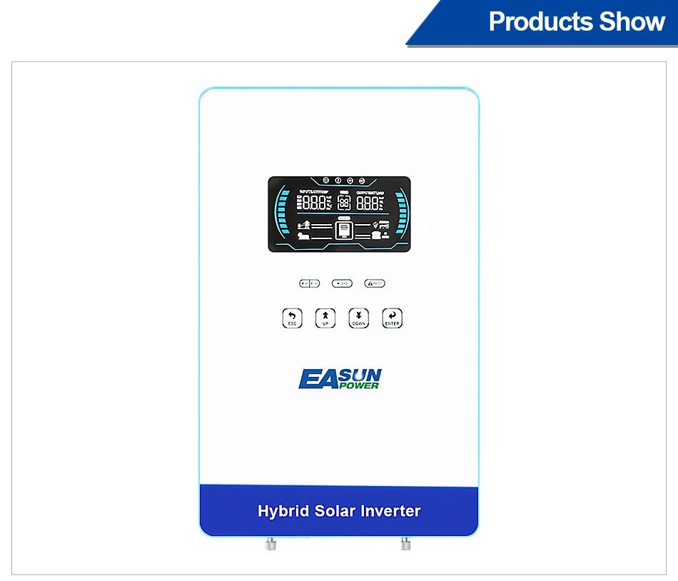 EASUN POWER hybrid Soalr Inverter 4KW MPPT 140A 350VDC PV Input 110VAC 24VDC 4000W Pure Sine Wave 6.25 Inch LCD Display Household for US