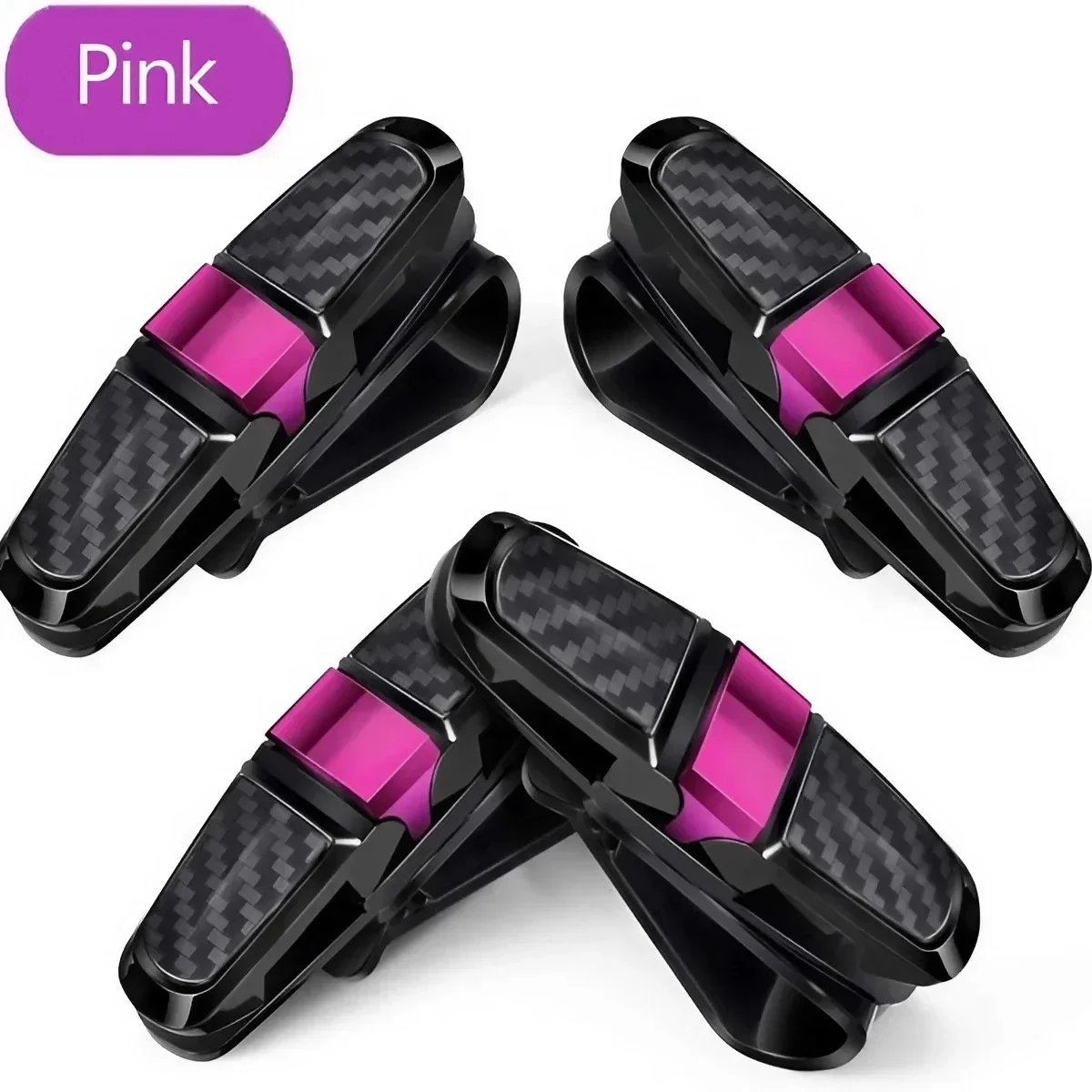 Ticket Card Receipt Clipboard Fastener Glasses Holder Carbon Fiber Car Sun Visor Sunglasses Clip 180 Degree Rotational Double Ended Mount Auto Interior Storage Organizer Accessories Tools