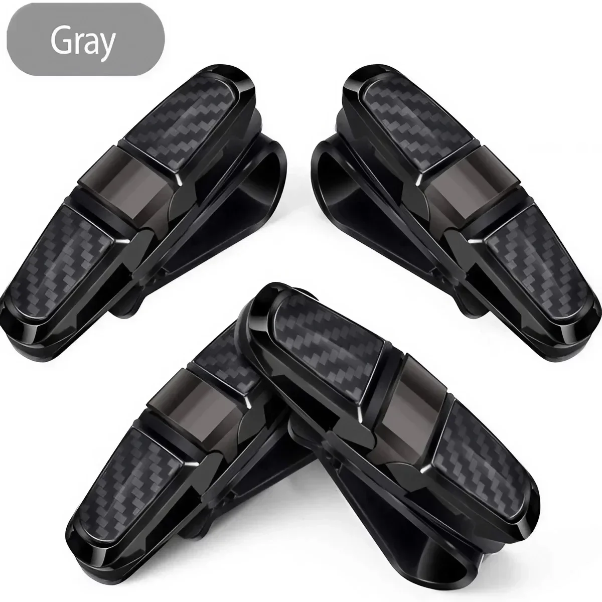 Ticket Card Receipt Clipboard Fastener Glasses Holder Carbon Fiber Car Sun Visor Sunglasses Clip 180 Degree Rotational Double Ended Mount Auto Interior Storage Organizer Accessories Tools