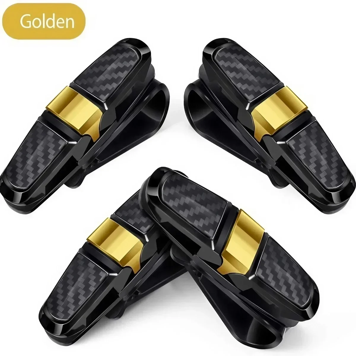 Ticket Card Receipt Clipboard Fastener Glasses Holder Carbon Fiber Car Sun Visor Sunglasses Clip 180 Degree Rotational Double Ended Mount Auto Interior Storage Organizer Accessories Tools