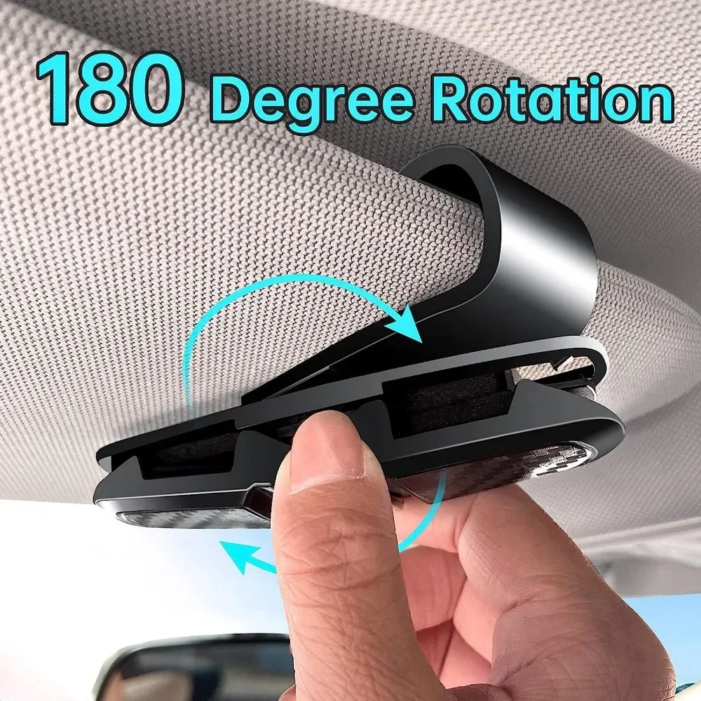 Ticket Card Receipt Clipboard Fastener Glasses Holder Carbon Fiber Car Sun Visor Sunglasses Clip 180 Degree Rotational Double Ended Mount Auto Interior Storage Organizer Accessories Tools
