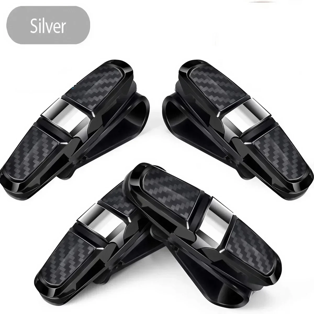 Ticket Card Receipt Clipboard Fastener Glasses Holder Carbon Fiber Car Sun Visor Sunglasses Clip 180 Degree Rotational Double Ended Mount Auto Interior Storage Organizer Accessories Tools