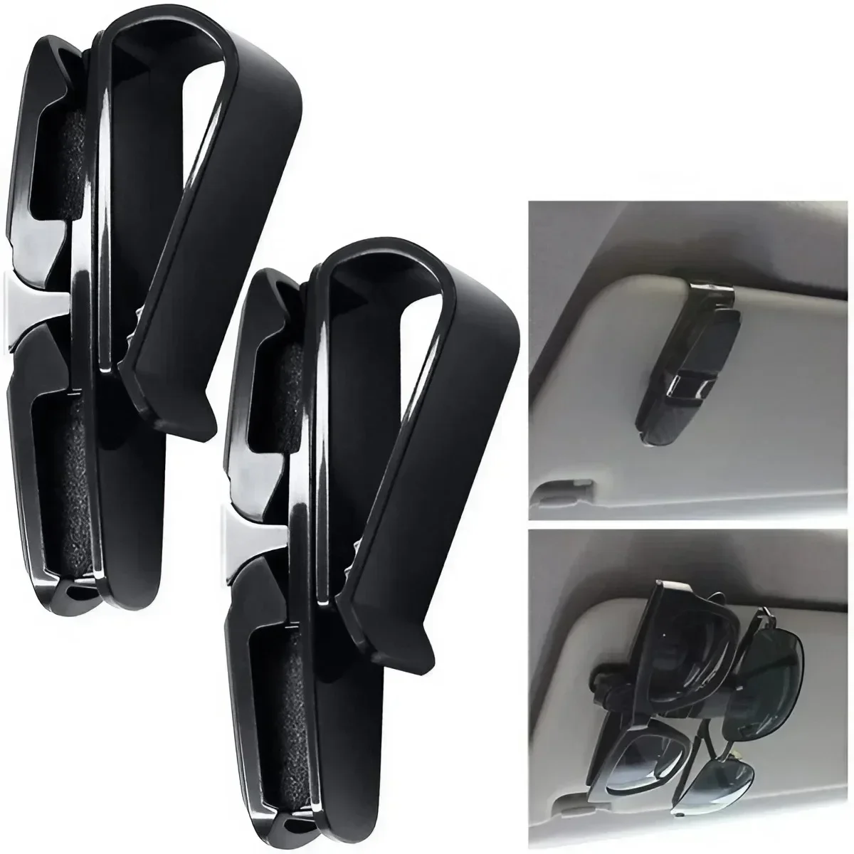 Ticket Card Receipt Clipboard Fastener Glasses Holder Carbon Fiber Car Sun Visor Sunglasses Clip 180 Degree Rotational Double Ended Mount Auto Interior Storage Organizer Accessories Tools
