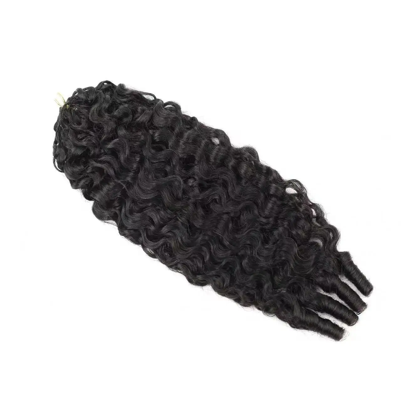 100% Human Hair Feather Crochet 15A Burmese Curly Natural Black Pre-Separated Feather Crochet Invisible Crochet Hair Extensions
