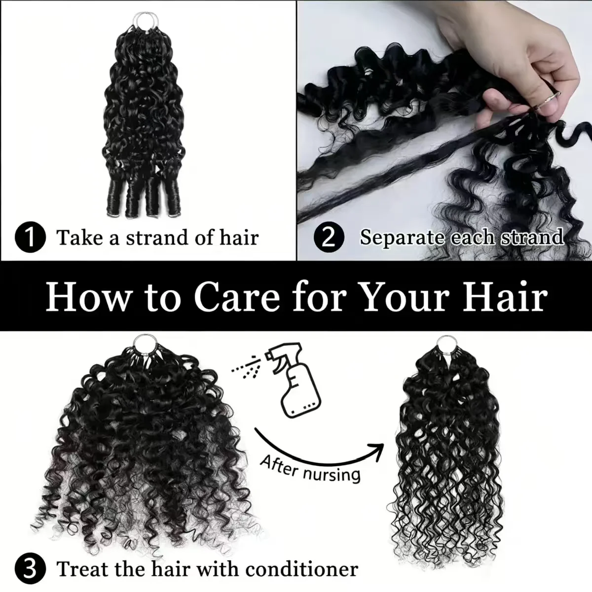 100% Human Hair Feather Crochet 15A Burmese Curly Natural Black Pre-Separated Feather Crochet Invisible Crochet Hair Extensions