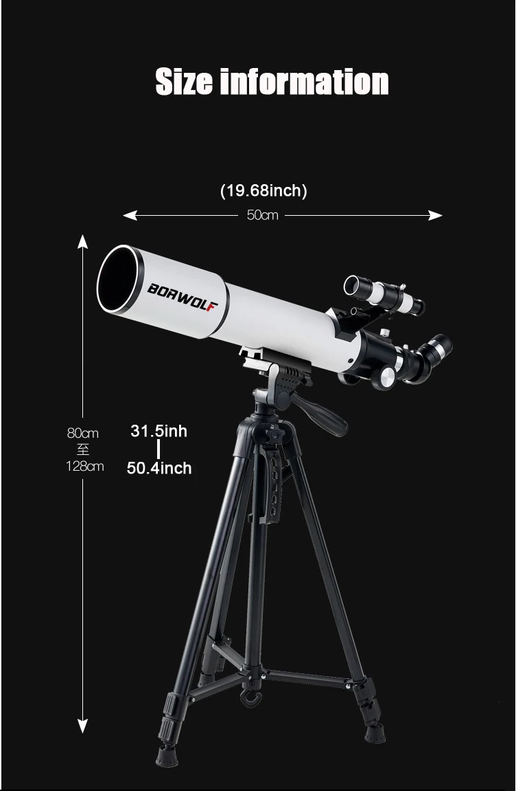 BORWOLF 70500 Professional Astronomical Telescope 375X Monocular 70MM Large-Aperture for Stargazing Bird Watching Moon