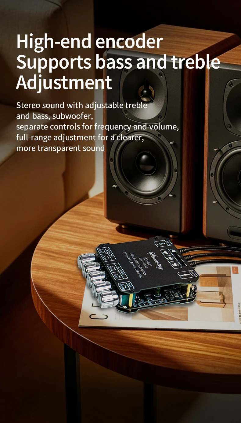 YS-MT21 2.1 Channel Audio Amplifier Board 200W Stereo Subwoofer Module With AUX Input, Treble Bass EQ For DIY Speaker System