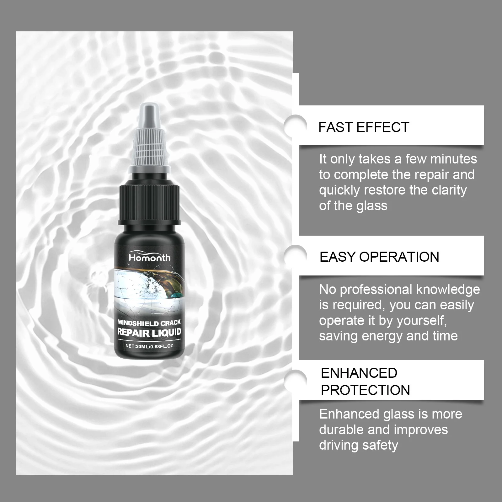US EU Local Warehouse Car Windshield Crack Repair Kit, Nano Resin Liquid for Quick Fix Chips & Cracks, Restore Clear View, DIY Auto Glass Repair Set for Front Windshield Minor Damage Restoration