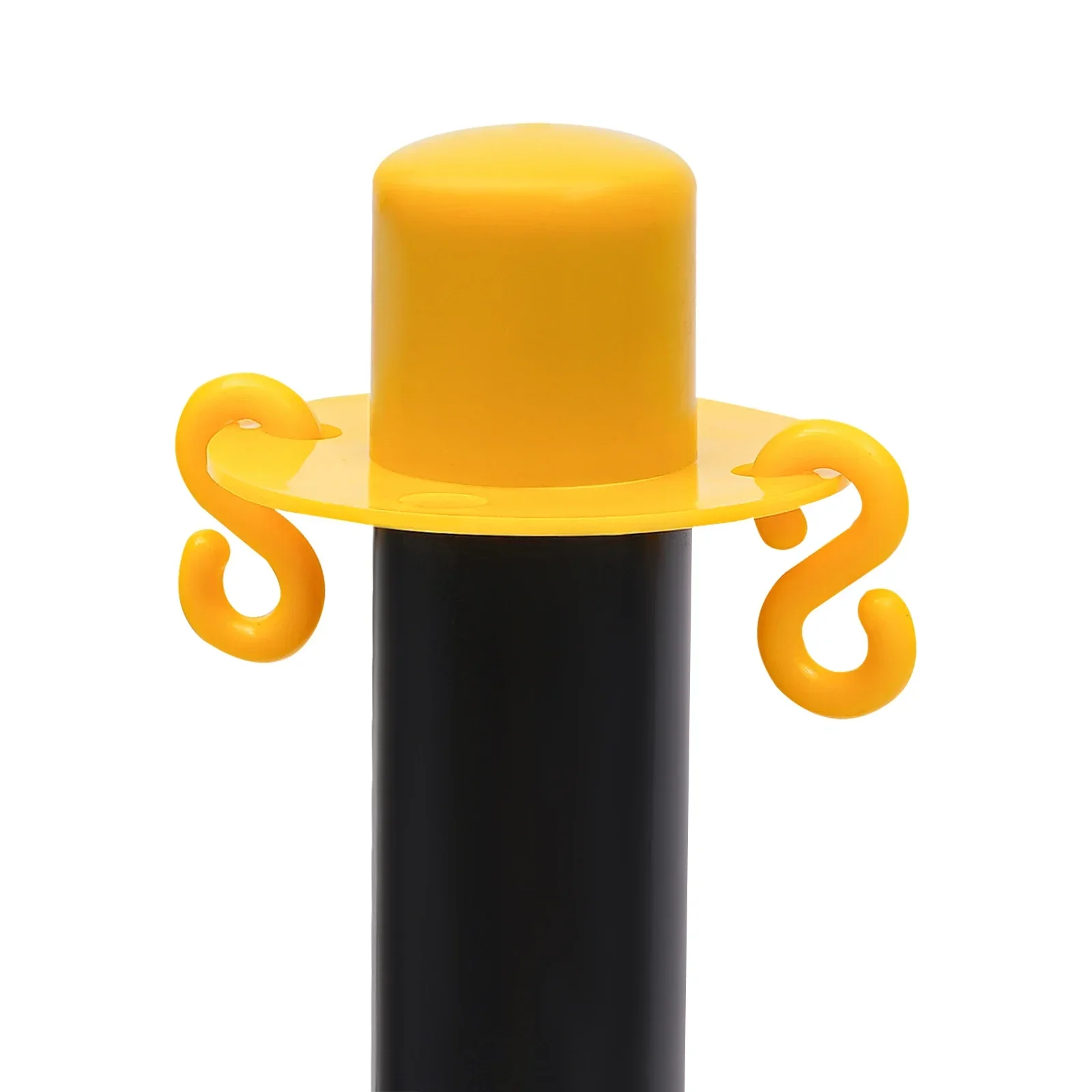 Rope Barriers, Belt Barrier with 6 Bases & 6 Poles, Black Yellow Posts, 5x2M Plastic Chain, 10 S Hooks, PE Durable Easy Assemble, Lightweight Portable Safety Fence