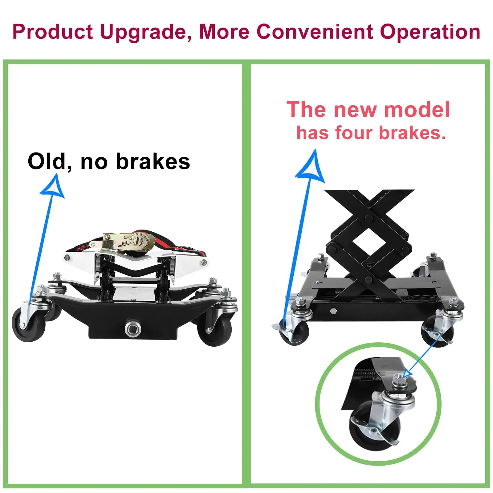 Transmission Jack 450 LBS Capacity: Low Profile Lift with 2M Safety Straps & 4 Brake Wheels, 7-23 Inch Range for Car & Truck Repair (Black)
