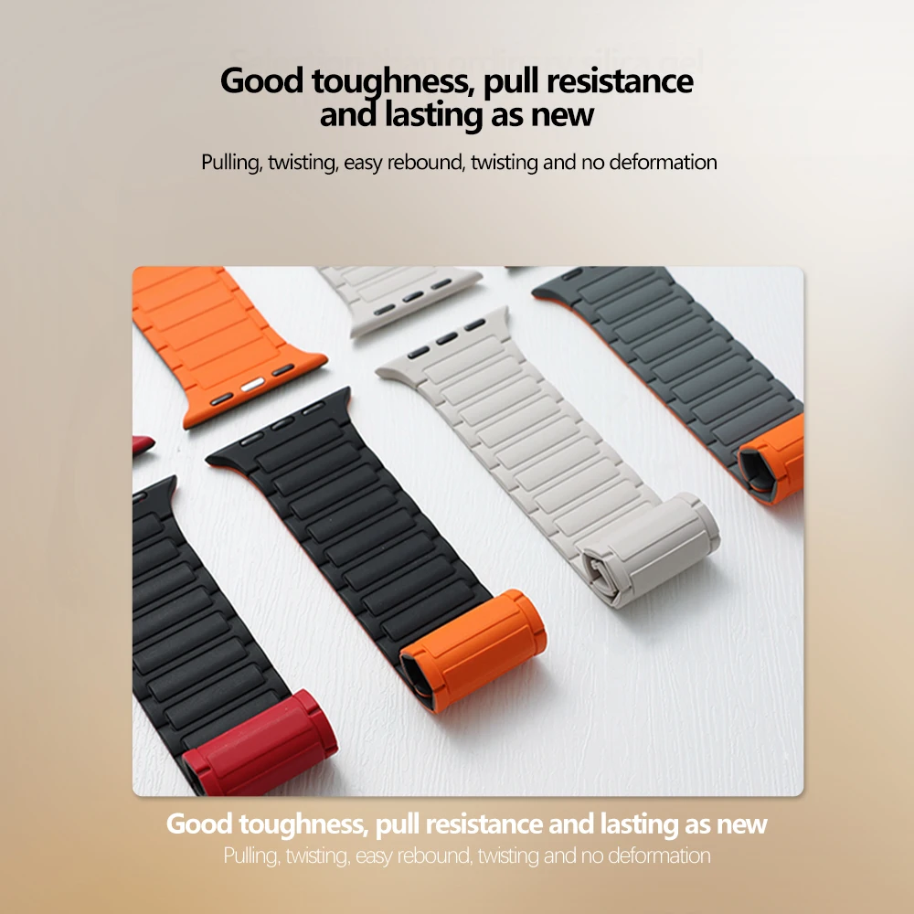 Magnetic Silicone Band for Apple Watch Ultra 3 2 49mm 46mm 42mm 45mm 44mm 40 41mm Strap IWatch Series 11 10 9 8 7 6 SE Bracelet