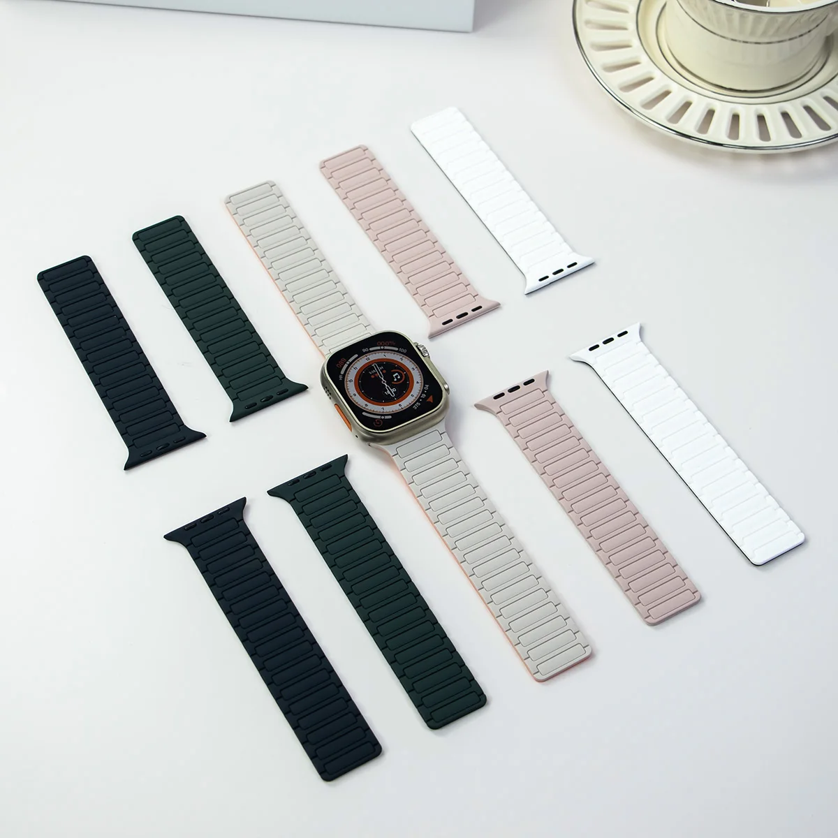 Magnetic Silicone Band for Apple Watch Ultra 3 2 49mm 46mm 42mm 45mm 44mm 40 41mm Strap IWatch Series 11 10 9 8 7 6 SE Bracelet
