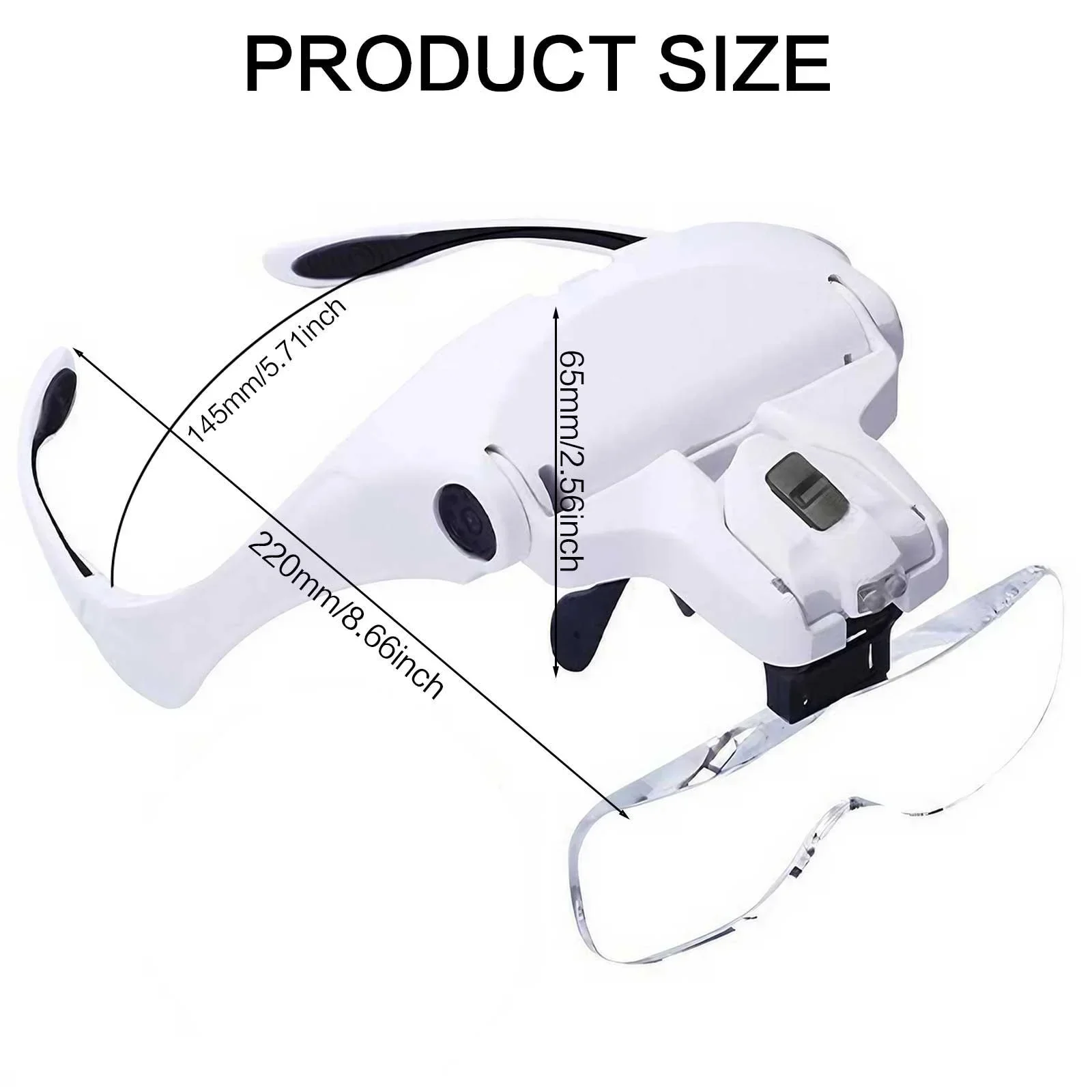 LED Head Magnifier with 5 Lenses 10X to 35X Adjustable Focus Hands Free Loupe for Precise Work Ideal for Crafts and Close Detail Magnification Glasses for Hobbyists and Professionals Lightweight Comfortable Wear