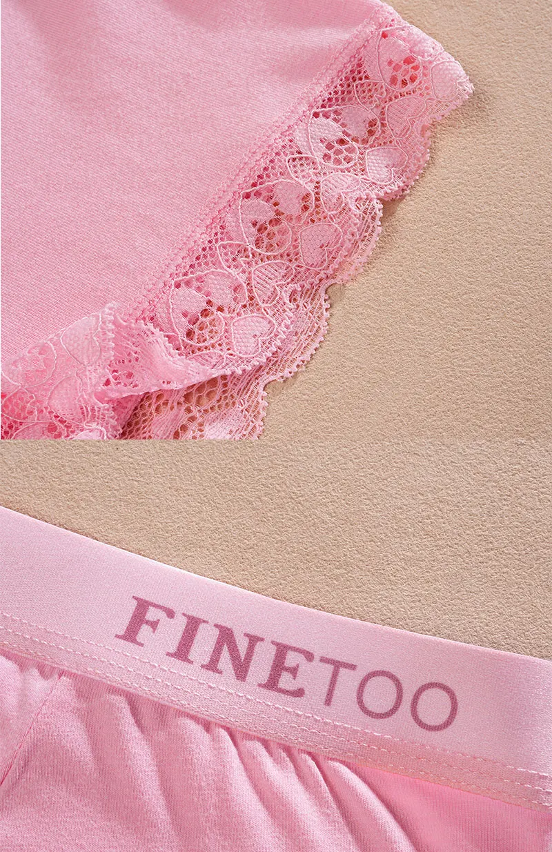 FINETOO 6Pcs/Set Women Soft Cotton Girlshort Underwears Elastic Wide Waistband Lace Edge Boxer Briefs Breathable Anti‑Chafe Panties Safety Shorts For Yoga Workout Home Lounge Wear Plus Size S‑XXL Multi‑Colors Women Underpants