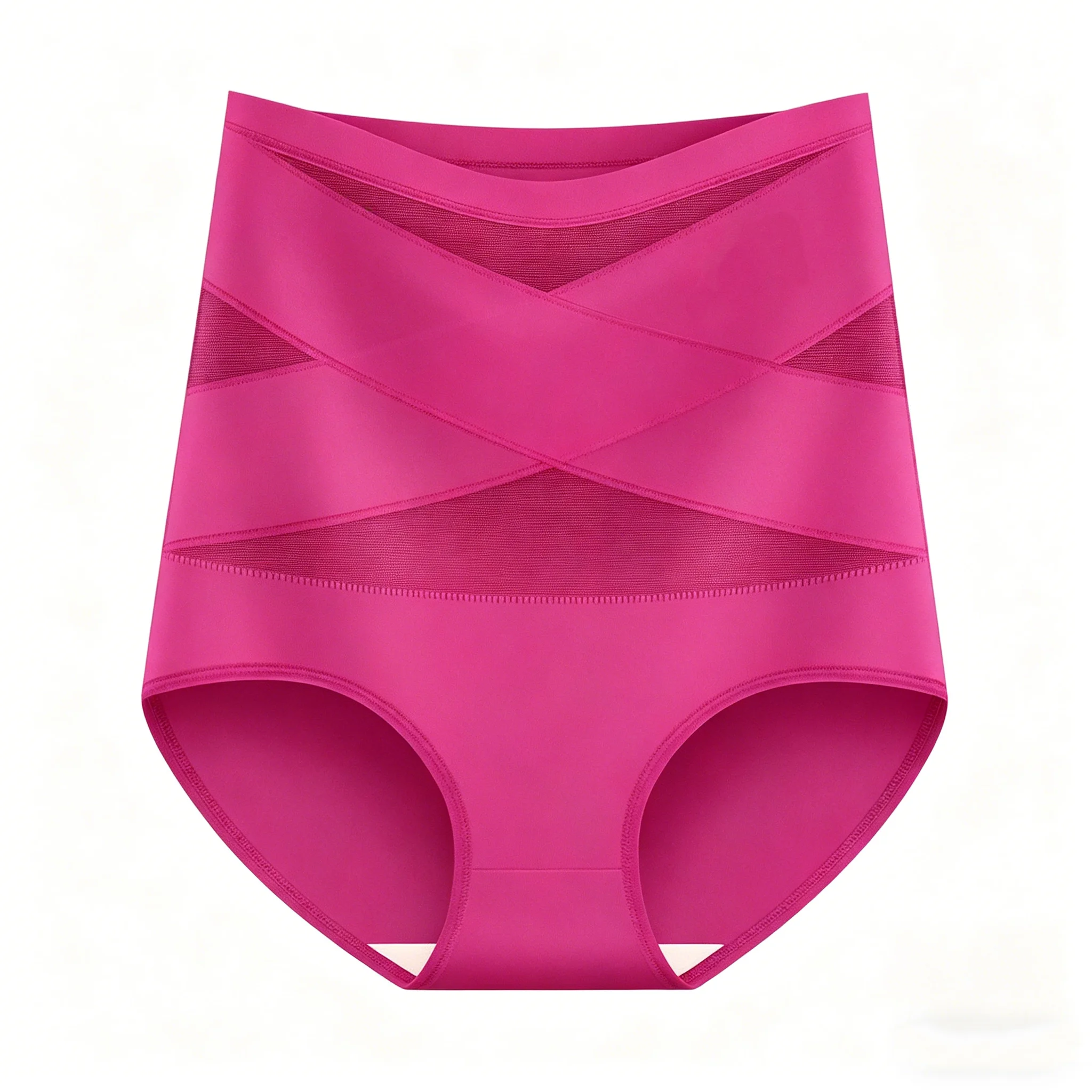 Women High Waist Tummy Control Panties, Cross Mesh Seamless Shapewear Briefs, Soft Breathable Nylon Underwear for Women, 4‑Pack Multipack, S‑XXL
