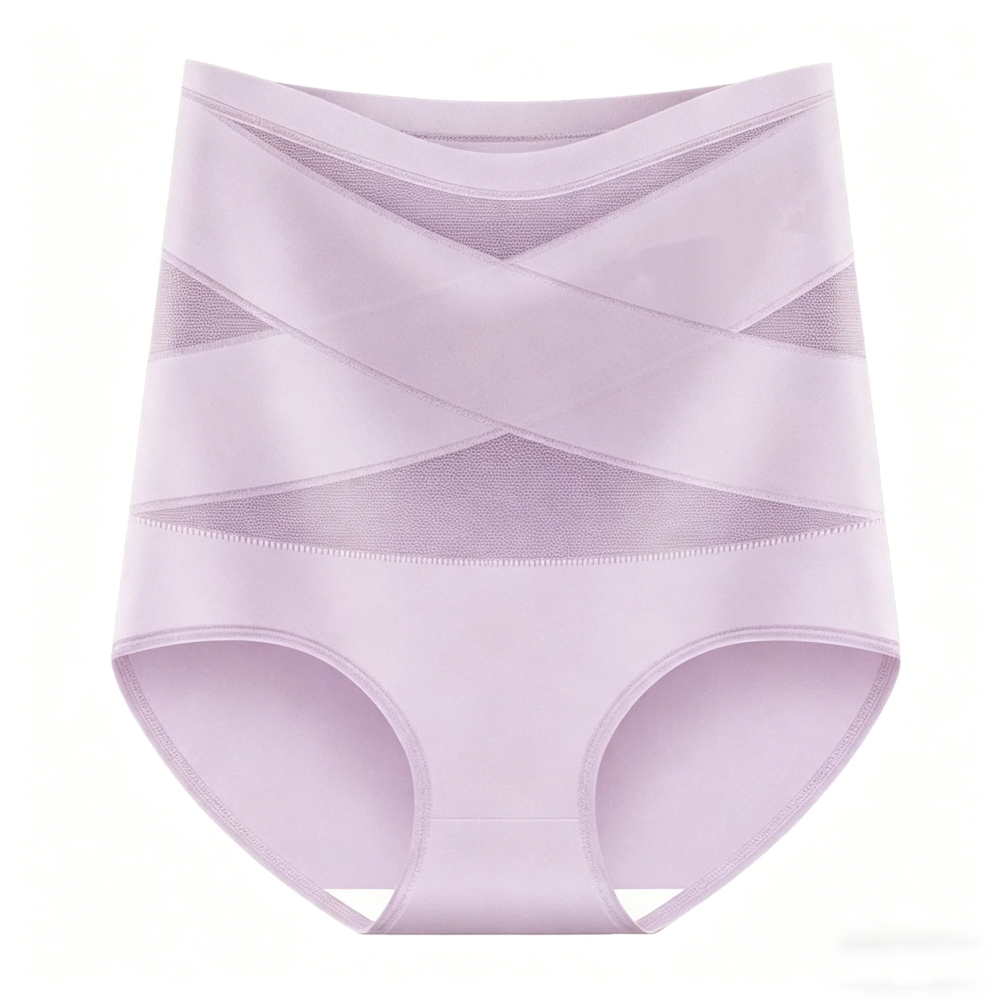 Women High Waist Tummy Control Panties, Cross Mesh Seamless Shapewear Briefs, Soft Breathable Nylon Underwear for Women, 4‑Pack Multipack, S‑XXL