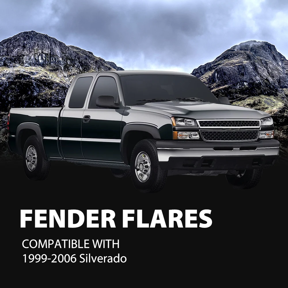 4Pcs Fender Flares Fit for Chevy Silverado Gmc Sierra 1999-2006/Suburban Yukon XL 2000-2006/Avalanche 2002-2006 Factory Style