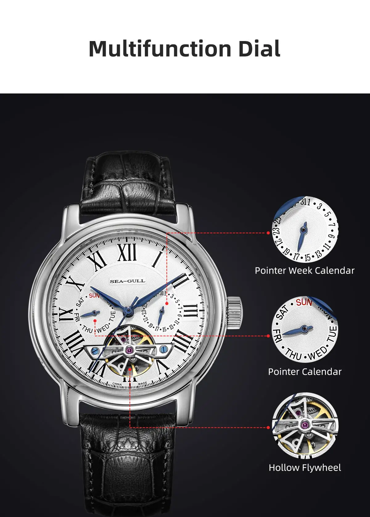 SEAGULL Luxury Watch Business Waterproof Male Clock Date Stainless Steel Mechanical Watch Men Watch reloj hombre 2023 D819.622